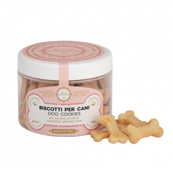 Dolci Impronte® - Biscuits with Rice Flour - Smoked Ham flavored - Jar 170 gr