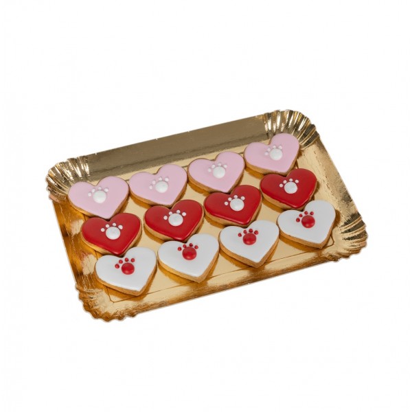 Dolci Impronte Cookies - Tray of 12 frosted hearts with paws