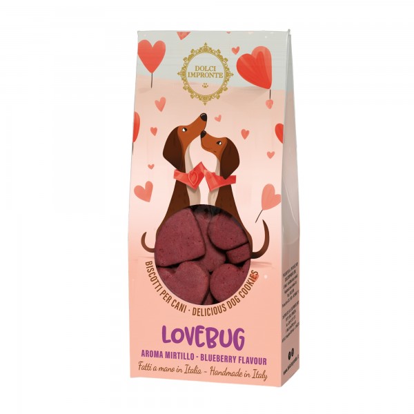 Dolci Impronte - Love Bug - 5 Packs of Biscuits 80gr - blueberry flavour