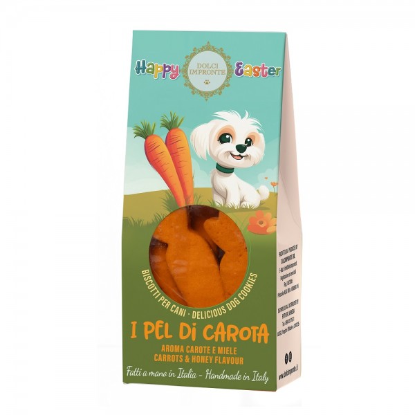 Dolci Impronte - Pack of 6 - Easter Biscuits 80g - Pel di Carota -Carrot and Honey Flavor