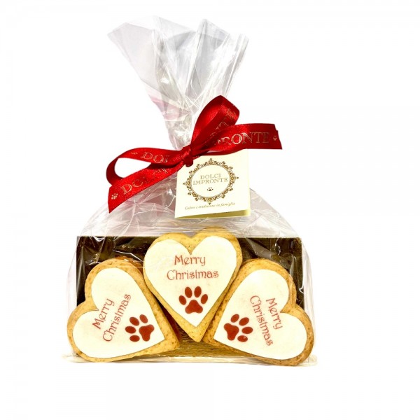 Dolci Impronte Merry Christmas Hearts, shortcrust and edible wafer, 85g each