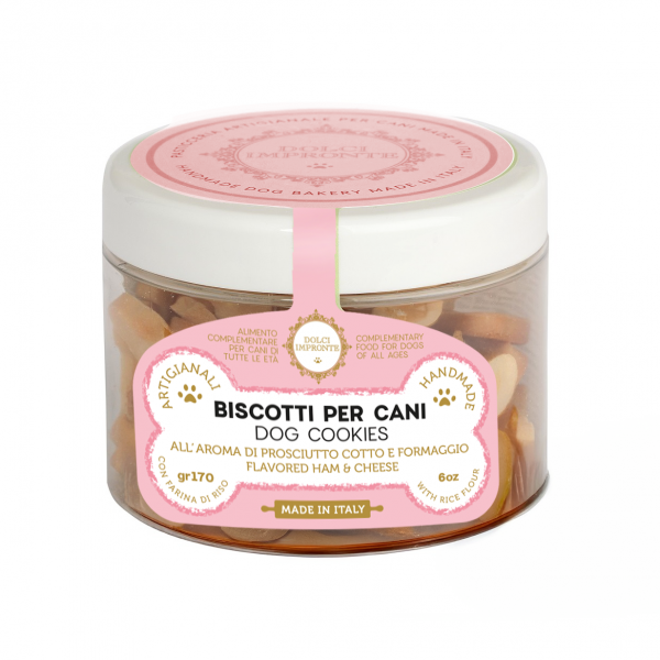 Dolci  Impronte- Gluten Free - Biscotti con Farina Di Riso - Aromatizzati Prosciutto e Formaggio - barattolo 170 gr