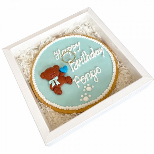 Dolci Impronte Torta Compleanno  Personalizzabile Decorata a Mano - Azzurro 380 gr