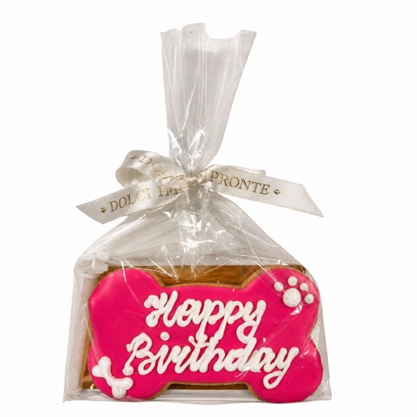 Dolci Impronte - Birthday Bone Fucsia Decorato a Mano 85 gr
