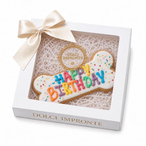 Dolci Impronte - Funny Happy Birthday Bone - Decorato a mano - 95 gr